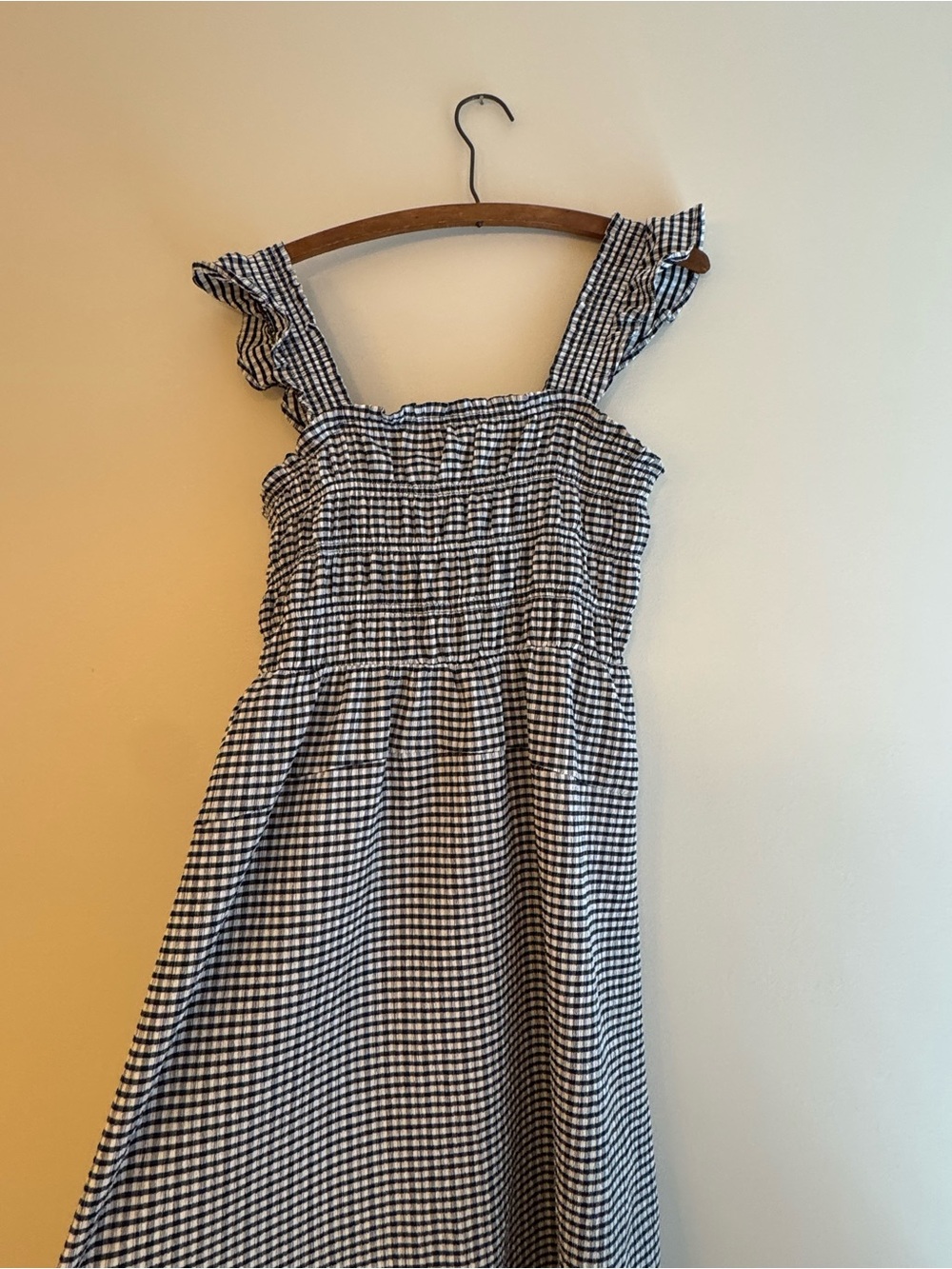 Old Navy Navy & White Gingham Smocked Sundress